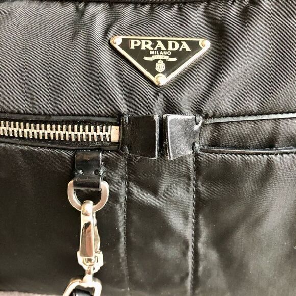 Vintage Prada Tessuto Black Nylon Front Zipper Pocket Mini Boston Bag - Picture 5 of 16